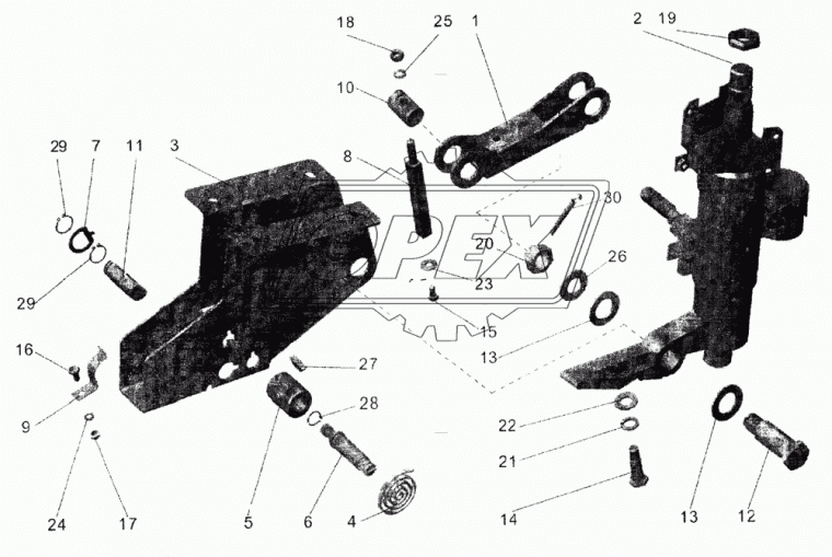 103-3403012 Кронштейн (сталь) L=270х185х145 5отв.ф10,2отв.ф20 МАЗ